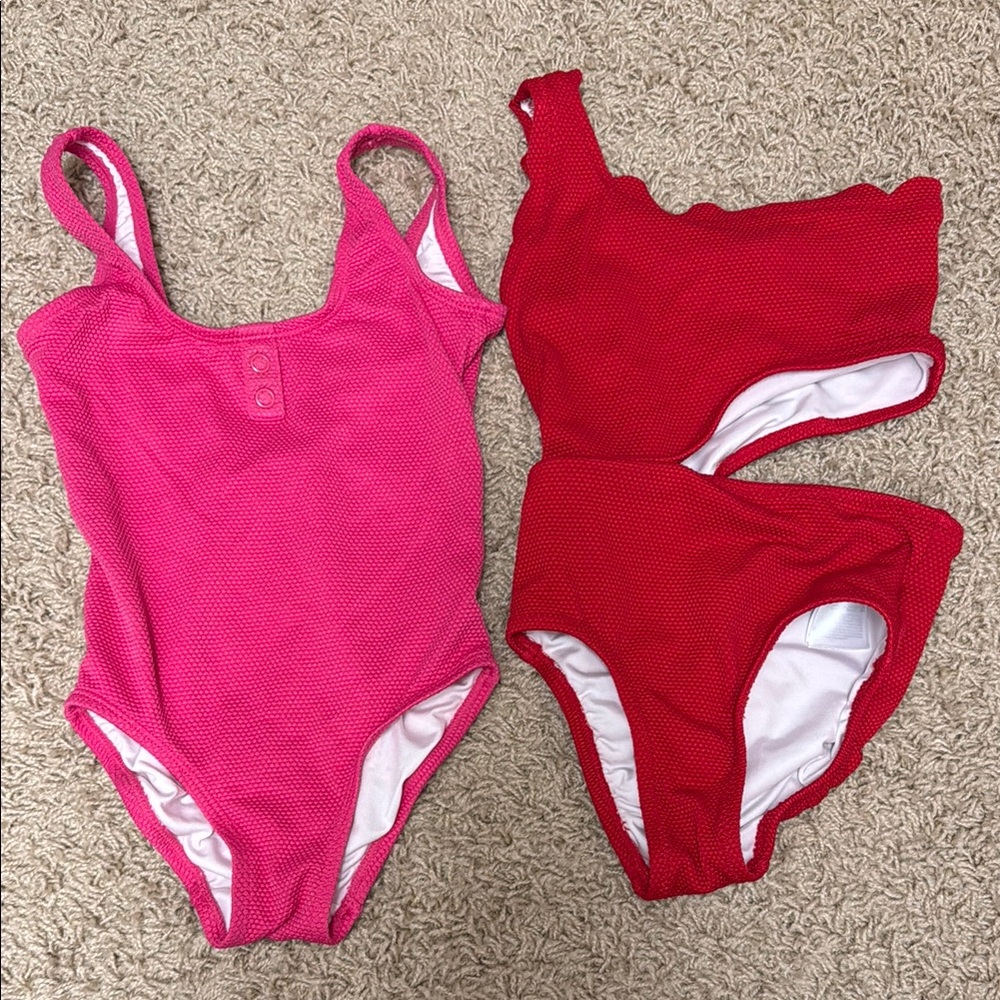 Pink and Red One-Piece Swimsuits